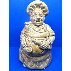 Sadler Vintage England 10" Ceramic Jolly Chef Flour Jar Canister